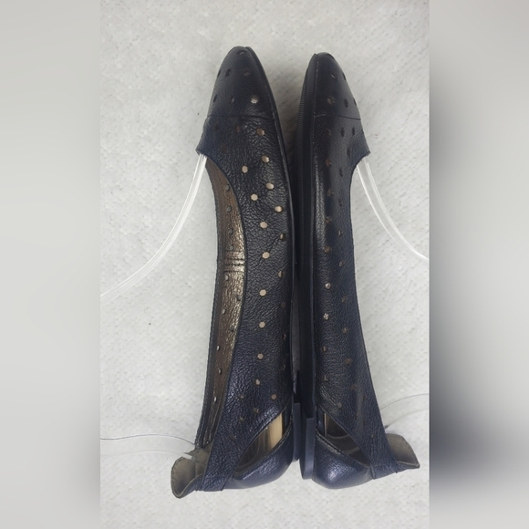Bundle Only: Nine West Sz 7M Black Leather Ballerina Flats Silver Lining Cap Toe - Picture 6 of 10